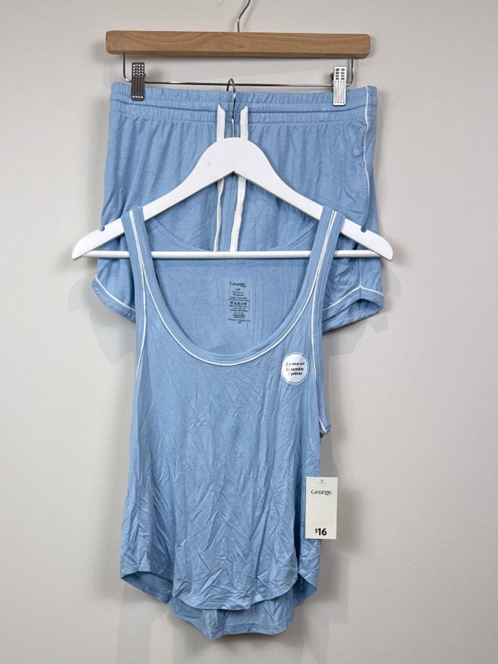 🔥4 for $20🔥 George Womens S Blue 2 Pc Pajama Lounge Set Tank Top & Shorts NWT